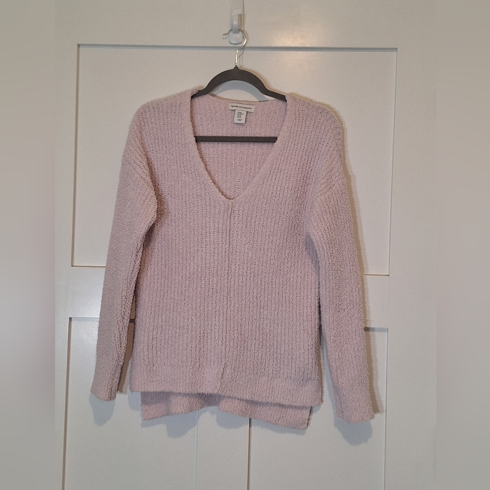Cupcakes and Cashmere V Neck  Sweater Light Pink Soft Textured Size XS